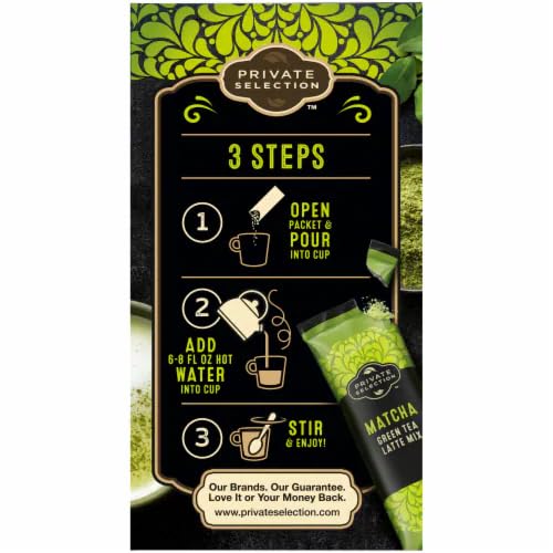 Matcha Green Tea Latte Mix Private Selection special blend finest Nishio Matcha cane sugar smooth nutty taste 10 packets (Pack of 4)