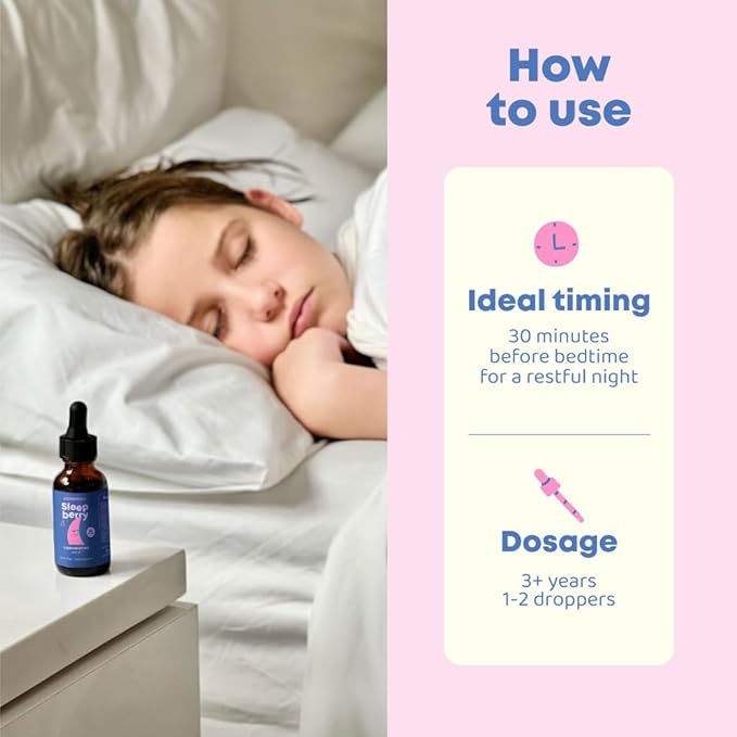 JoySpring SleepBerry Liquid Melatonin for Kids - Natural Sleep Aid with Elderberry and Vitamin D - Boosts Immune System While They Sleep (1 Fl oz) (Pack of 2)