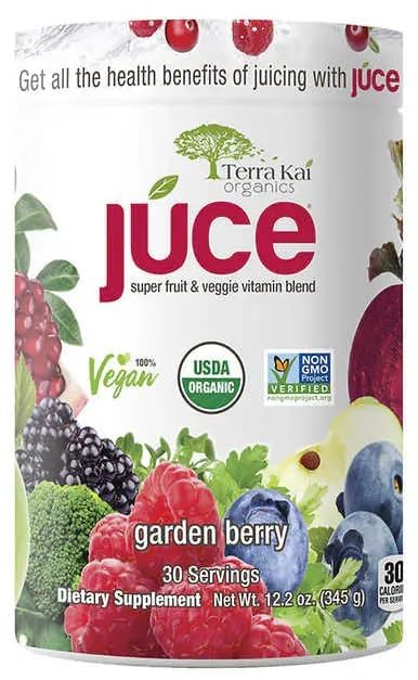 Terra-Kai Organics Juce Super Fruit and Veggie Blend Drink 12.2-Ounce Garden Berry 30 Servings