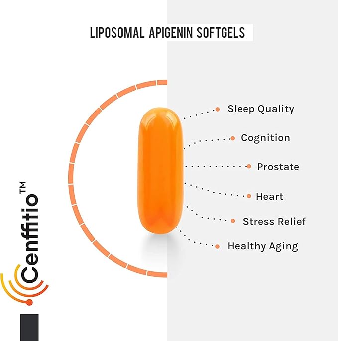 Liposomal apigenin 500mg Softgels - Optimal Apigenin Supplement with Fisetin Quercetin and Theaflavins - 8 Month Supply