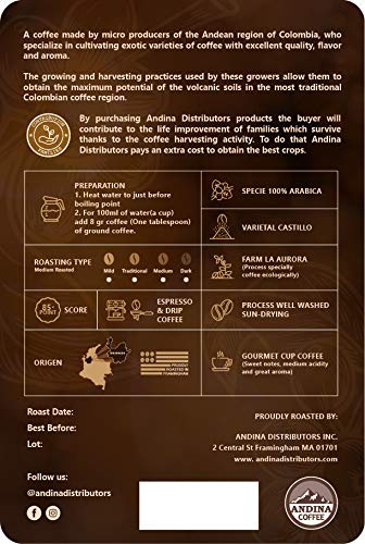 Andina Distributors Andina Colombian Dark Premium Roast Ground Coffee - Low Acidity 100 percent Arabica Ground Coffee - 1 LB