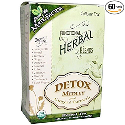 Mate Factor Detox Medley Tea with Ginger &amp Turmeric 20 tea bags - case of 6