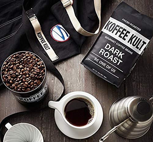 Koffee Kult Dark Roast Coffee Beans - Rich &amp Bold with Chocolate &amp Cinnamon Notes Smooth Finish 100% Arabica Ethically Sourced Resealable 12oz package