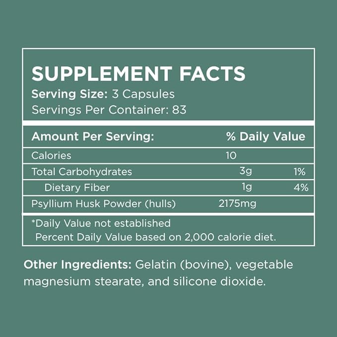 Pure for Men Daily Psyllium Husk Fiber Supplement Pure for Her | Digestive Regularity &amp Gut Health Support | Soluble Fiber Powder 2175mg Per Serving | 250 Capsules (2 Pack)