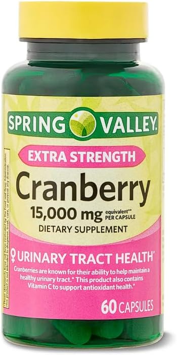 Spring Valley Ultra Triple Strength Cranberry Dietary Supplement 15000 mg 60 Count + Daily Supplement Tracker Sticker