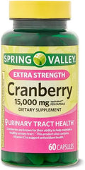 Spring Valley Ultra Triple Strength Cranberry Dietary Supplement 15000 mg 60 Count + Daily Supplement Tracker Sticker