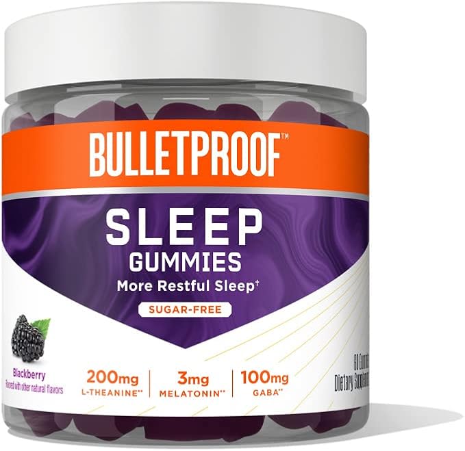 Bulletproof Sugar-Free BlackBerry Flavor Sleep Gummies 60 Count Keto Supplement for Sleep Support