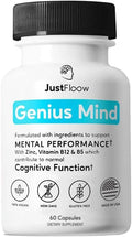 Genius Mind® Nootropic Brain Supplement Support Cognitive Function Energy Levels Focus &amp Memory Function - 17 Brain Boosting Ingredients Including Lions Mane Bacopa Ginkgo &amp Vitamin B12