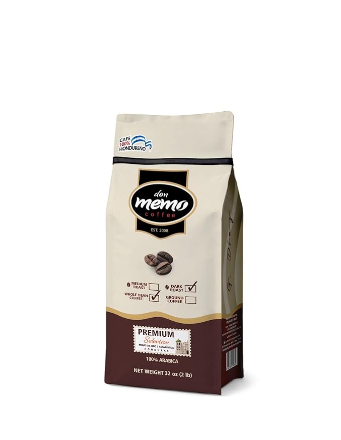 Don Memo Premium Whole Bean Coffee – Single Pack – 2 lb Bag – Dark Roast – 100% Arabica from Honduras – Single Origin – Fresh Roasted – Family-Owned &amp Ethical