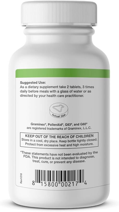 Graminex PollenAid Prostate Supplement: All Natural Prostate Support for Bladder Control &amp Urinary Tract Health Rye Pollen Extract Made in USA 200 Tablets