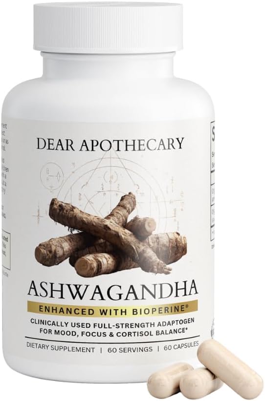 Organic Ashwagandha with BioPerine® | 600mg Root Extract | Black Pepper for Absorption | 60 Vegetarian Capsules | Non-GMO Gluten Free