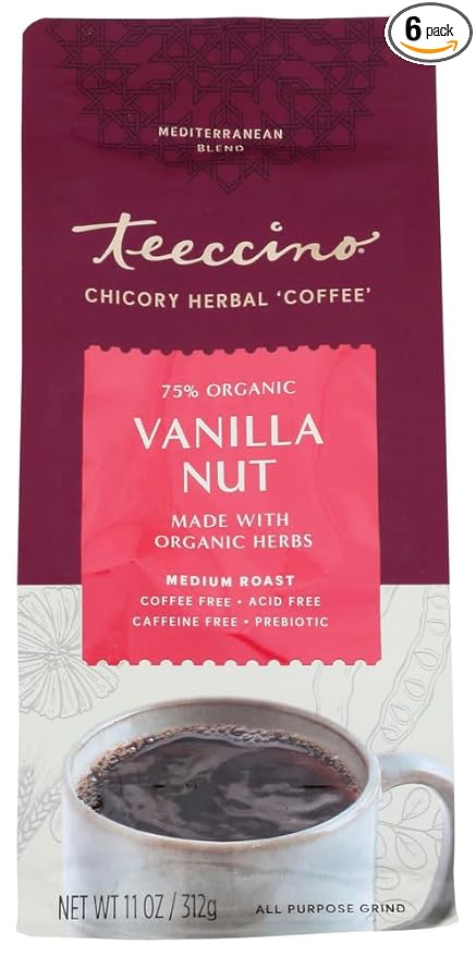 Teeccino Mediterranean Herbal Coffee - Vanilla Nut44 11 Ounce44 Case Of 6