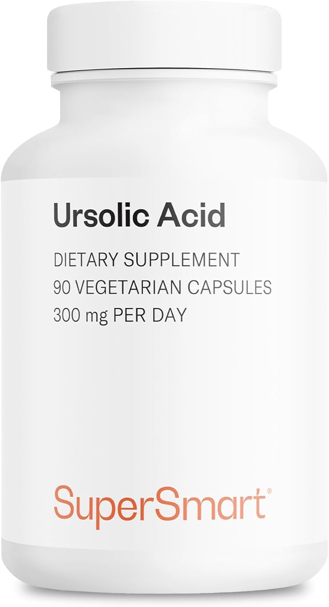 Supersmart - Ursolic Acid 300mg per Day (Well-Tolerated) - Rosemary Leaf Extract Supplement | Non-GMO &amp Gluten Free - 90 Vegetarian Capsules