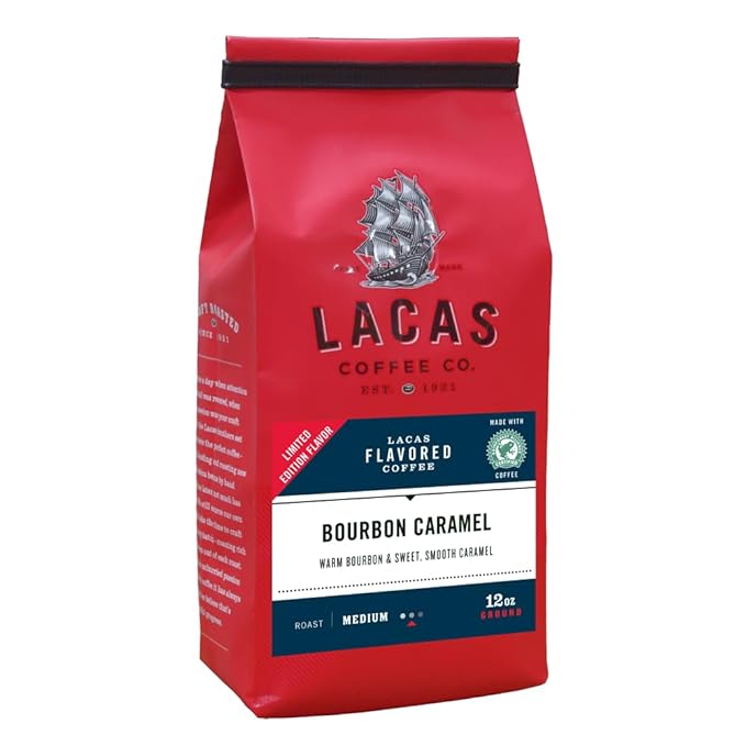 Lacas Coffee Company Medium Fine Ground Coffee 12oz Bag (2 bags Bourbon Caramel)