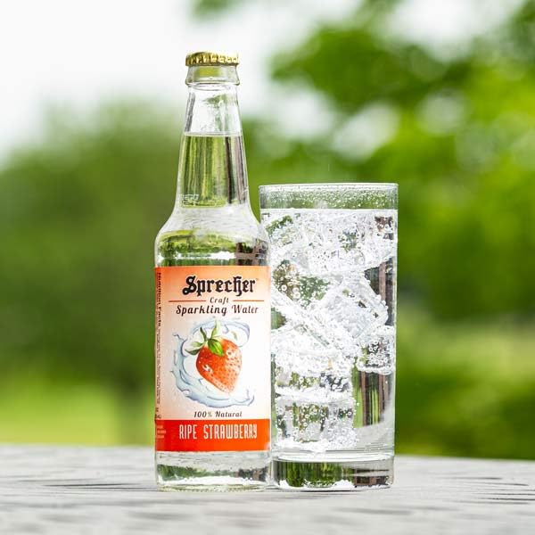 Sprecher Sparkling Strawberry Water Zero Sugar and Zero Calories Ripe Natural Strawberry Flavor Refreshing Craft Sparkling Water in 12 fl oz Glass Bottles 12 Pack