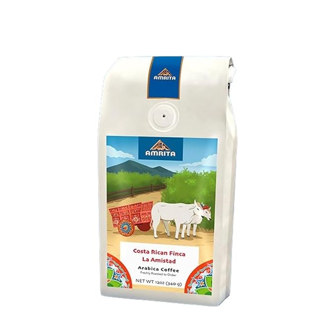 Costa Rican Finca La Amistad - Dark - Roasted by Amrita Certified Pure - Whole Bean Coffee - 2 Pound Bag