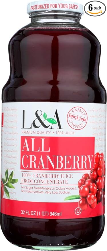 L and A All Cranberry Juice 32 Ounce -- 6 per case. by Unknown