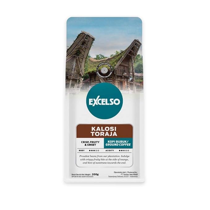 Excelso Kalosi Toraja Ground Coffee 200g (Pack of 2)