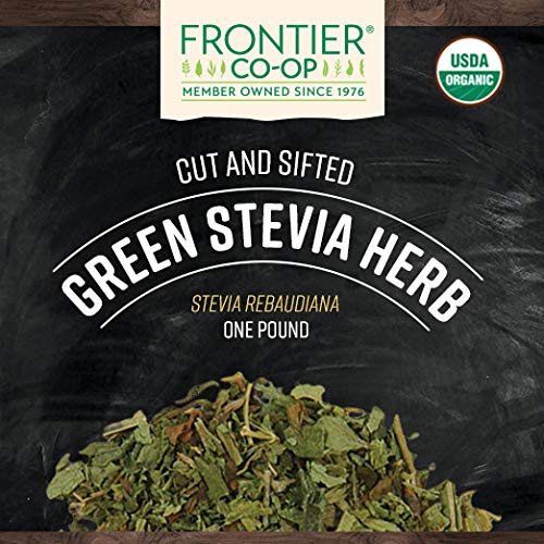 Frontier Co-op Stevia Herb Cut and Sifted (Green) Certified Organic | 1 lb. Bulk Bag | Stevia rebaudiana Bertoni