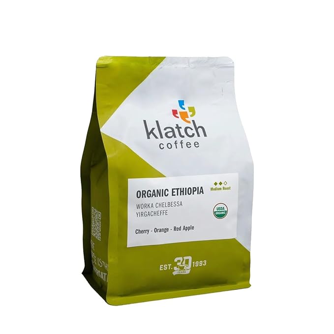 Organic Ethiopia Worka Chelbessa Yirgacheffe - Roasted by Klatch Coffee - Freshly Ground Coffee - 2 Pound Bag