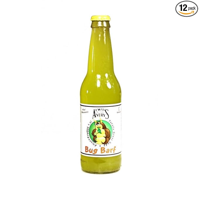 BUG BARF SODA - Kiwi Pineapple Flavor - 12 oz bottles (Pack of 12)