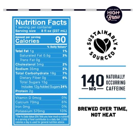 High Brew Coffee | Cold Brew Iced Coffee Variety Pack | Lightly Sweetened with Pure Cane Sugar 140mg Natural Caffeine Patiently Brewed &amp Never Heated Low-Acid Ready-to-Drink | 8 oz Cans (Pack