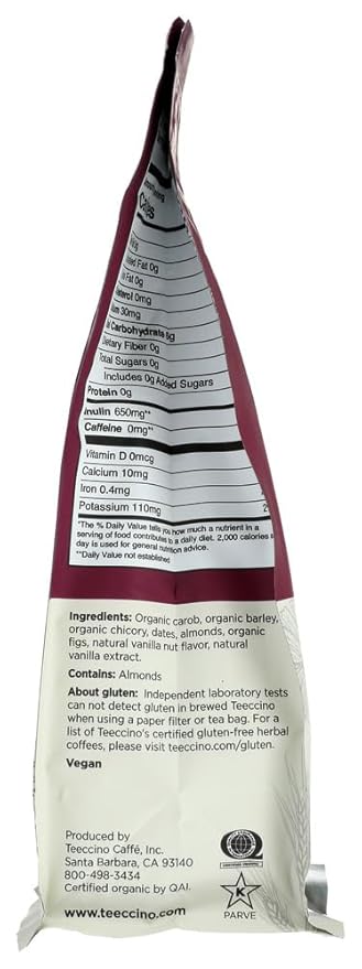 Teeccino Mediterranean Herbal Coffee - Vanilla Nut44 11 Ounce44 Case Of 6
