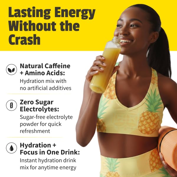 EarlyBird Morning Cocktail - Pineapple Mimosa 45 Servings - Clean Energy Drink (Natural Caffeine) Increased Motivation (Nootropics) Supercharged Hydration (Electrolytes) - Wake Up Early Drink w/
