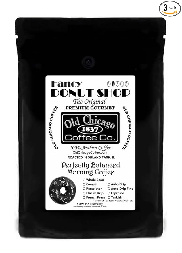 3 pk Old Chicago Fancy Donut Shop Coffee light medium or dark roast bags