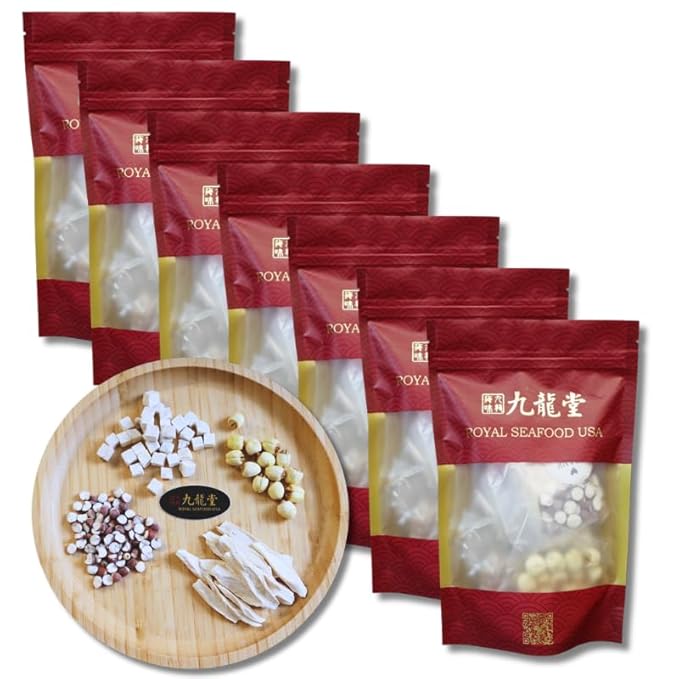 Royal Seafood USA 100% Natural Healthy Assorted Soup Mix 2-3 Servings 80g/bag (7 bags) 九龍堂 四神汤 汤料包 2-3人份入 7包装 健脾胃 祛湿气