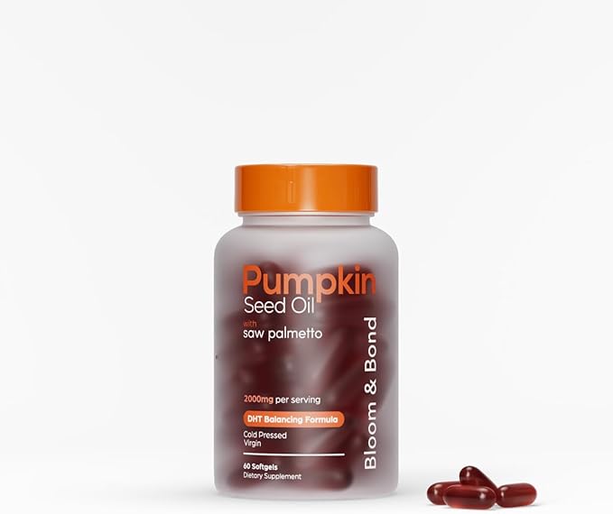 Bloom &amp Bond® Pumpkin Seed Oil with Saw Palmetto for Women [2000mg per Serving] - Cold-Pressed Organic Softgels for Healthy Hair &amp Scalp - Supports Fuller-Looking Hair - Plant-Based Supplement