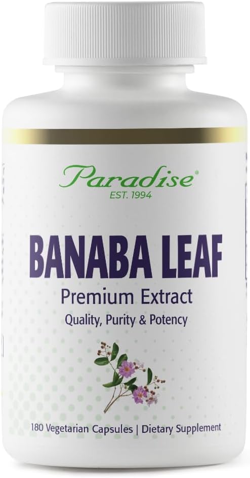 Paradise Herbs Banaba Leaf 12:1 Concentrated Extract 250 mg Vegan Gluten-Free Non-GMO 180 Capsules