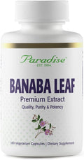 Paradise Herbs Banaba Leaf 12:1 Concentrated Extract 250 mg Vegan Gluten-Free Non-GMO 180 Capsules
