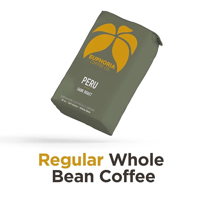 EUPHORIA COFFEE CO. Peru Whole Bean Coffee - Dark Roast | 12oz Bag (3 Pack)