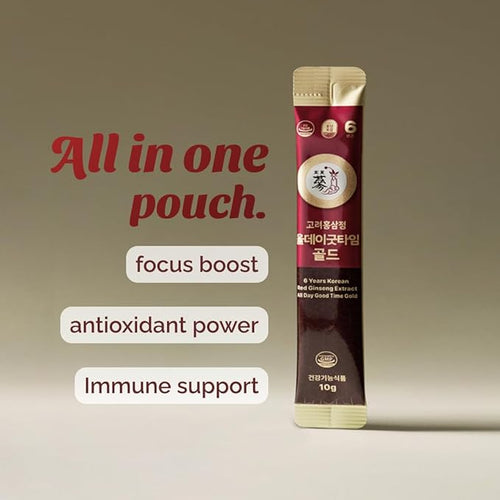 6 Year Korean Red Ginseng Shot Gold - 15mg Ginsenosides - HACCP Made in Korea 100 Packets
