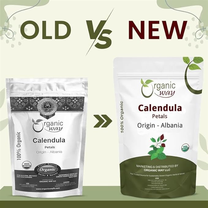 Organic Way Dried Calendula Petals | Herbal Tea (Calendula officinalis) - European Wild-Harvest | Organic &amp Kosher Certified | USDA Certified | Origin - Albania (1LBS / 16Oz)