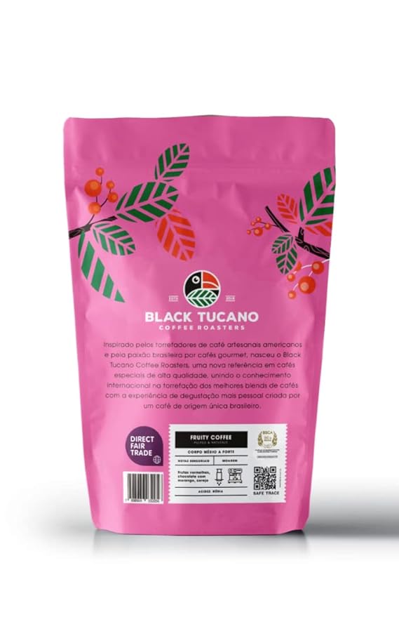 Exotic Specialty Coffee Black Tucano - Brazilian Medium Roast with Sublime Fruit Notes - Coffee - 8.8 Ounces 250 Gr Whole Bean