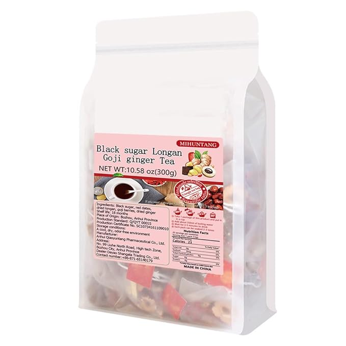Black sugar Longan Goji ginger Tea 10.58 oz Sweet flower and fruit tea (12g×25packets) 黑糖桂圆枸杞姜茶300g