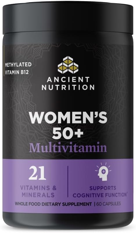 Ancient Nutrition Women’s 50+ Multivitamin with Ashwagandha – Menopause Support for Hot Flashes Sleep Mood Energy &amp Hormonal Balance – 21 Vitamins &amp Minerals – 30 Servings