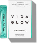 Vida Glow Marine Collagen Powder - Anti Aging Supplement with Collagen Peptides Promotes Glowing Skin Strong Nails Healthy Hair | 30 Servings Original Flavor