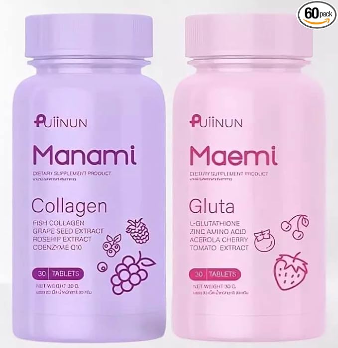 DOK MAI Pack of 2 Maemi Gluta / Manami Collagen 1000mg 30 + 30 Tablet Total 60 Tablets