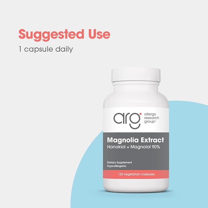 Allergy Research Group Magnolia Extract - Delivers 200 mg Magnolia Bark with 90 Percent Honokiol &amp Magnolol - Supports Stress Balance Calm &amp Restfulness - 120 Servings - 120 Capsules