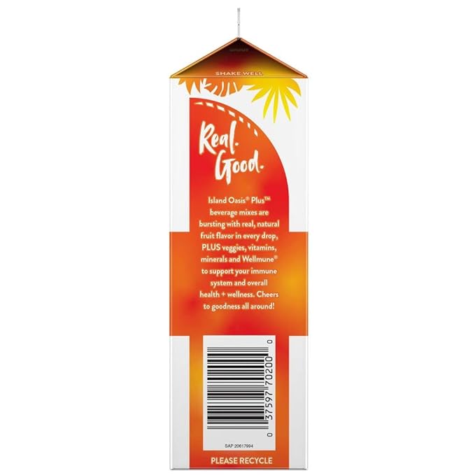 Island Oasis Mango Peach Frozen Beverage Mix 32 Fluid Ounce - 12 per case