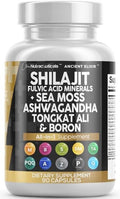Clean Nutraceuticals Shilajit Supplement for Men with Sea Moss Tongkat Ali Ashwagandha Boron Zinc CoQ10 PQQ - Fulvic Acid Capsules - Energy Support - 90 Count - Resin Gummy &amp Powder Alterna