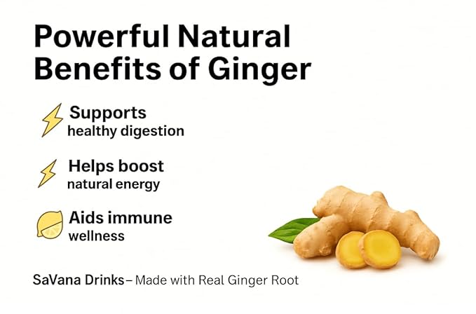 SaVana DrinKs Ginger Juice 12 oz (15‑Pack) — Natural Ginger Wellness Drink with Pineapple &amp Lemon for Immunity Energy &amp Gut Support