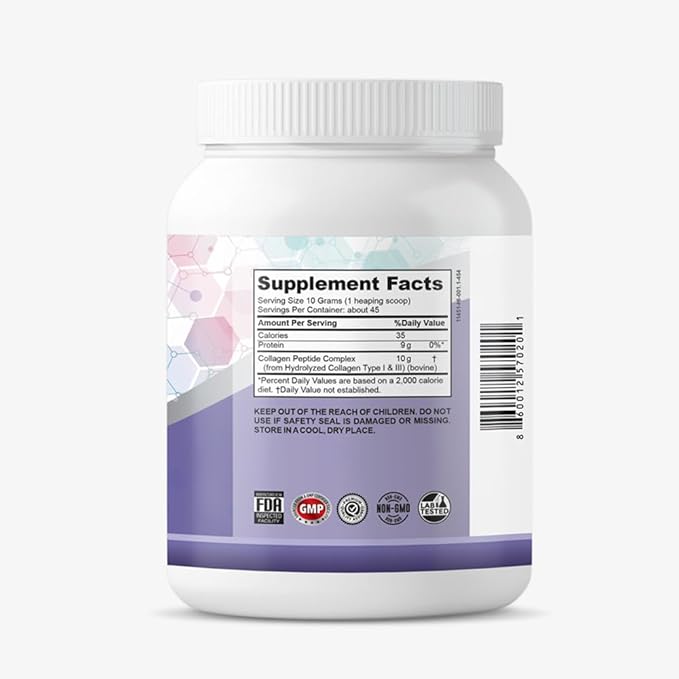Collagen Peptides Powder for Skin Hair and Nails Bovine Hydrolyzed Collagen Peptides for Women and Men Unflavored Protein Supplements 16 oz 45 Servings 2 Pack