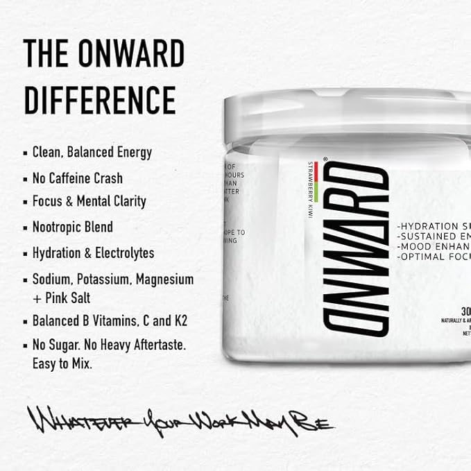 Onward Daily Performance Drink Mix – Clean Energy Focus &amp Hydration Support with Electrolytes Nootropics &amp Vitamins – No Sugar Smooth Taste - Watermelon Ice