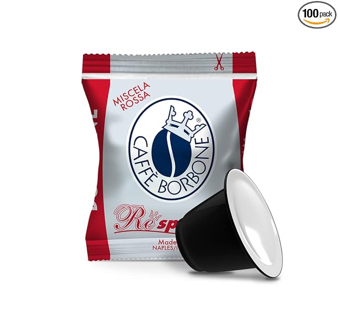 Caffè Borbone Red Blend Nespresso Compatible Espresso Coffee Pods 100 Count Espresso Pods