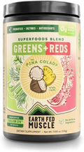 Earth Fed Muscle Superfoods Blend Reds &amp Greens Powder Piña Colada Flavor Juice &amp Smoothie Mix with Organic Kale Spirulina Wheat Grass - Detox &amp Cleanse No Added Sugar - Non-GMO - 30
