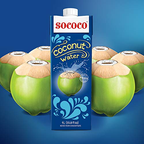 SOCOCO 100% Pure Coconut Water | Natural Electrolytes | Vital Nutrients | Refreshing 33.8 Oz (Pack of 6)
